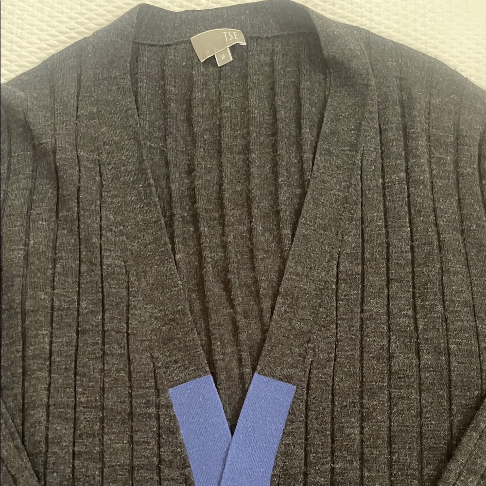 TSE Men's Charcoal and Blue Cardigan